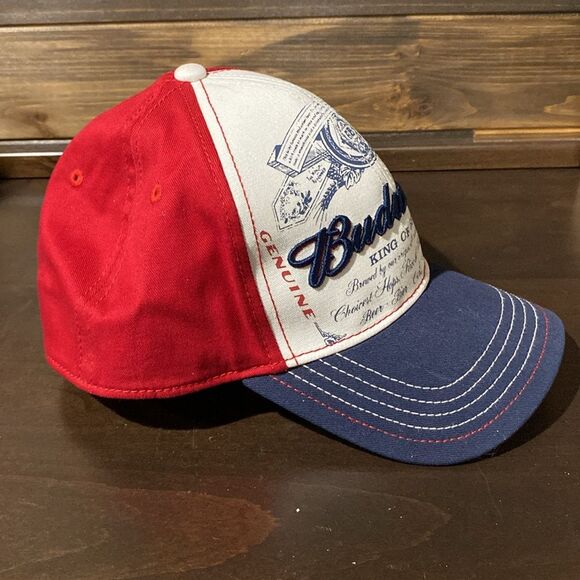 Budweiser King of Beers Red White Blue Baseball Cap Hat Size M/L - Picture 2 of 8